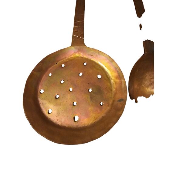 Vintage Hand Made Long Handled Hammered Forged Primitive Ladle And Strainer - Picture 7 of 7
